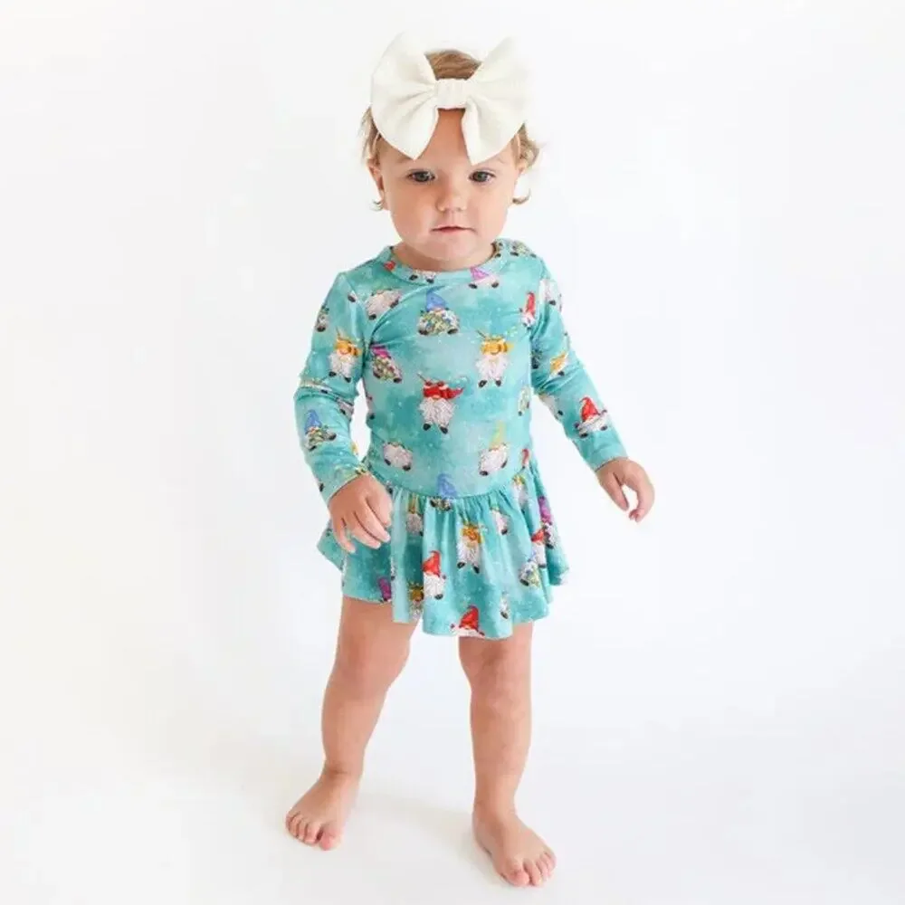 Posh Peanut 3-6 Months Gnomey Long Sleeve‎ Twirl Skirt Bodysuit
